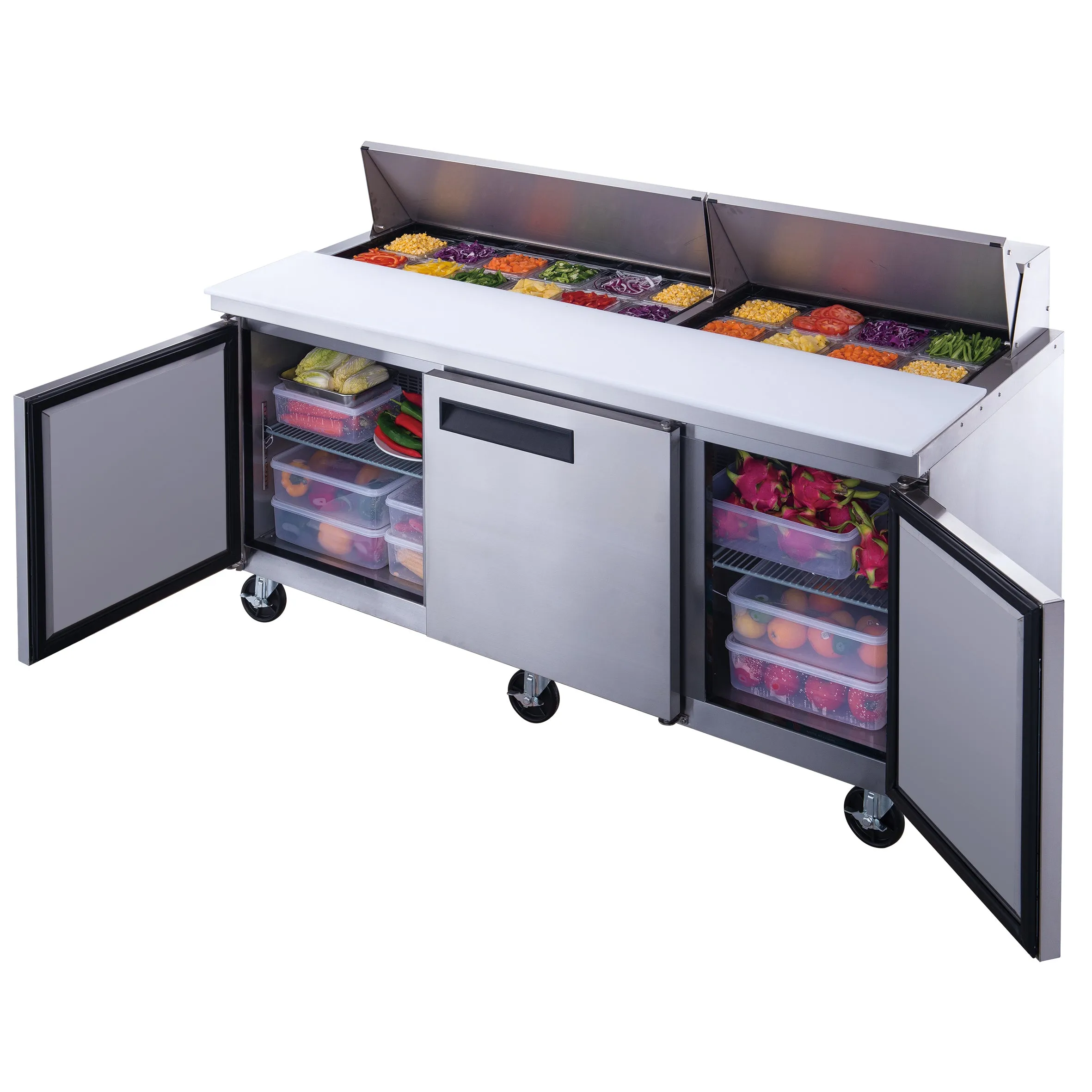 Chef AAA - TSP72 Commercial 72" 18 Pan Salad Sandwich Food Prep Table Refrigerator