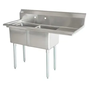 Chef AAA - Two Tub Pot Sink 3.5 Inch Center Drain Right Drain Board | 43792