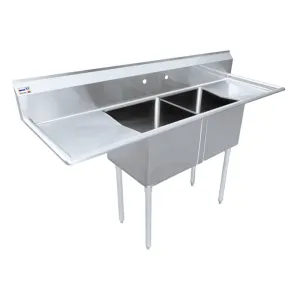 Chef AAA - Two Tub Pot Sink 3.5 Inch Center Drain Two Drain Boards | 43767