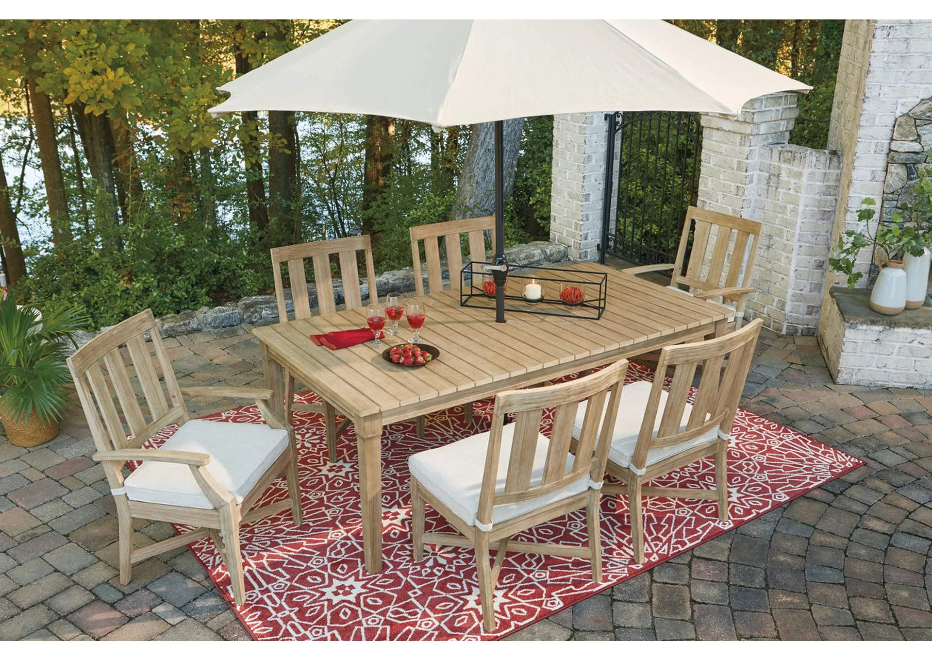 Clare View Dining Table with Umbrella Option