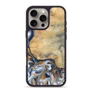 Crystal Clear Screen Iphone 16 Pro Max Wood Phone Case - Calvin (Teal & Gold, 781696)