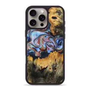 Anti Yellowing Screen Anti Finger Mark Iphone 16 Pro Max Wood Phone Case - Diann (Teal & Gold, 780982)