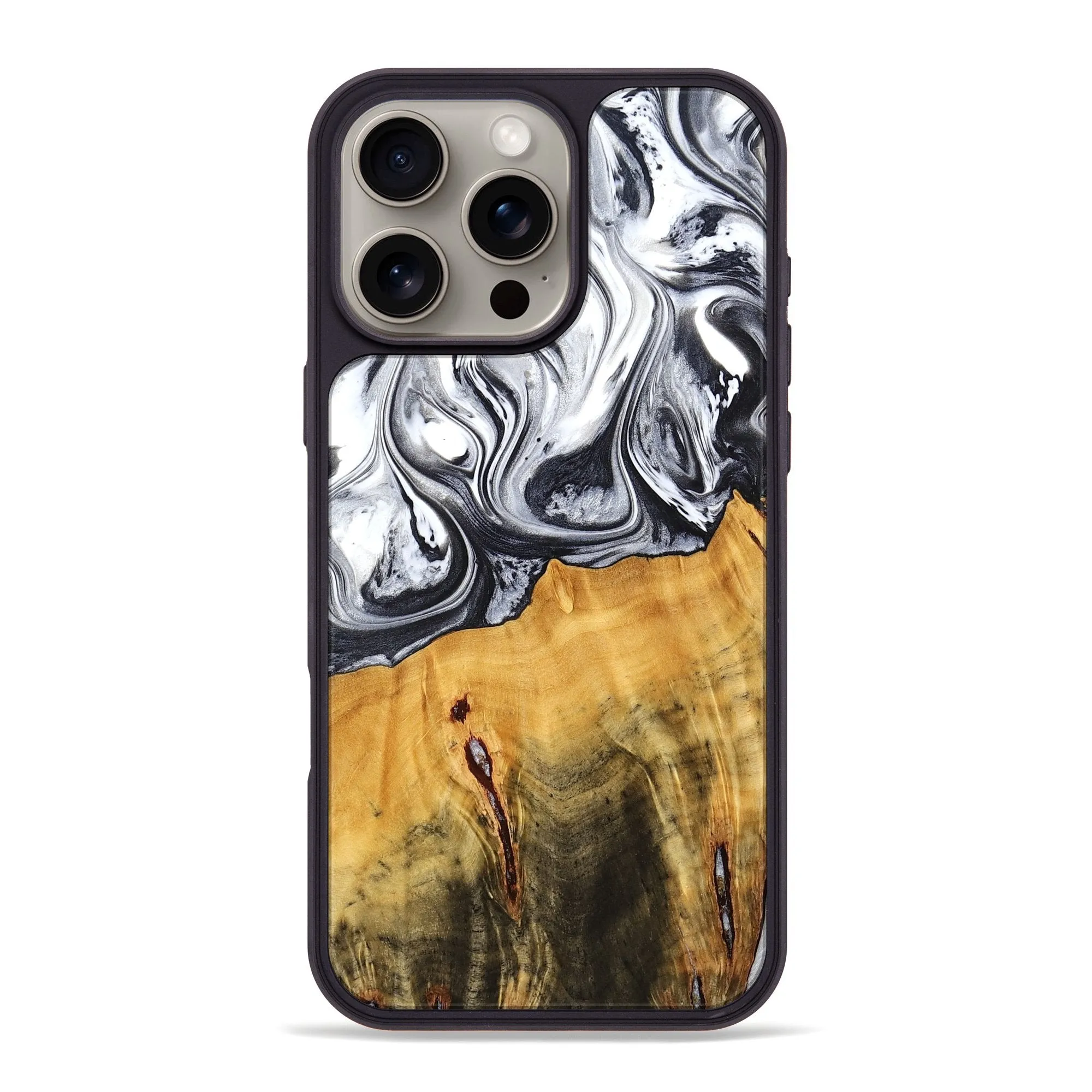 Easy Installation Iphone 16 Pro Max Wood Phone Case - Dirk (Black & White, 778559)