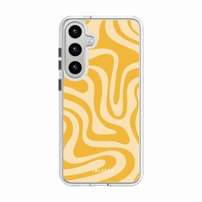 Galaxy S24 Halo Magsafe Cute Phone Case - Yellow Retro Swirl Impact Resistant