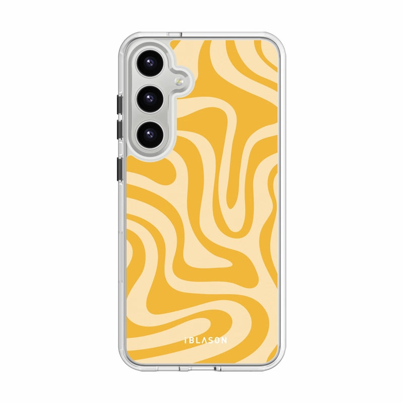 Galaxy S24 Halo Magsafe Cute Phone Case - Yellow Retro Swirl Impact Resistant