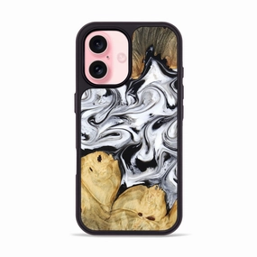 Iphone 16 Wood Phone Case - Lashawn (Black & White, 774923) Anti Finger Mark Film Shock Absorbing