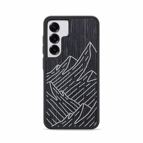 Galaxy S25 Wood Phone Case - Mountain - Ebony (Curated) Drop Resistant Edge Guard