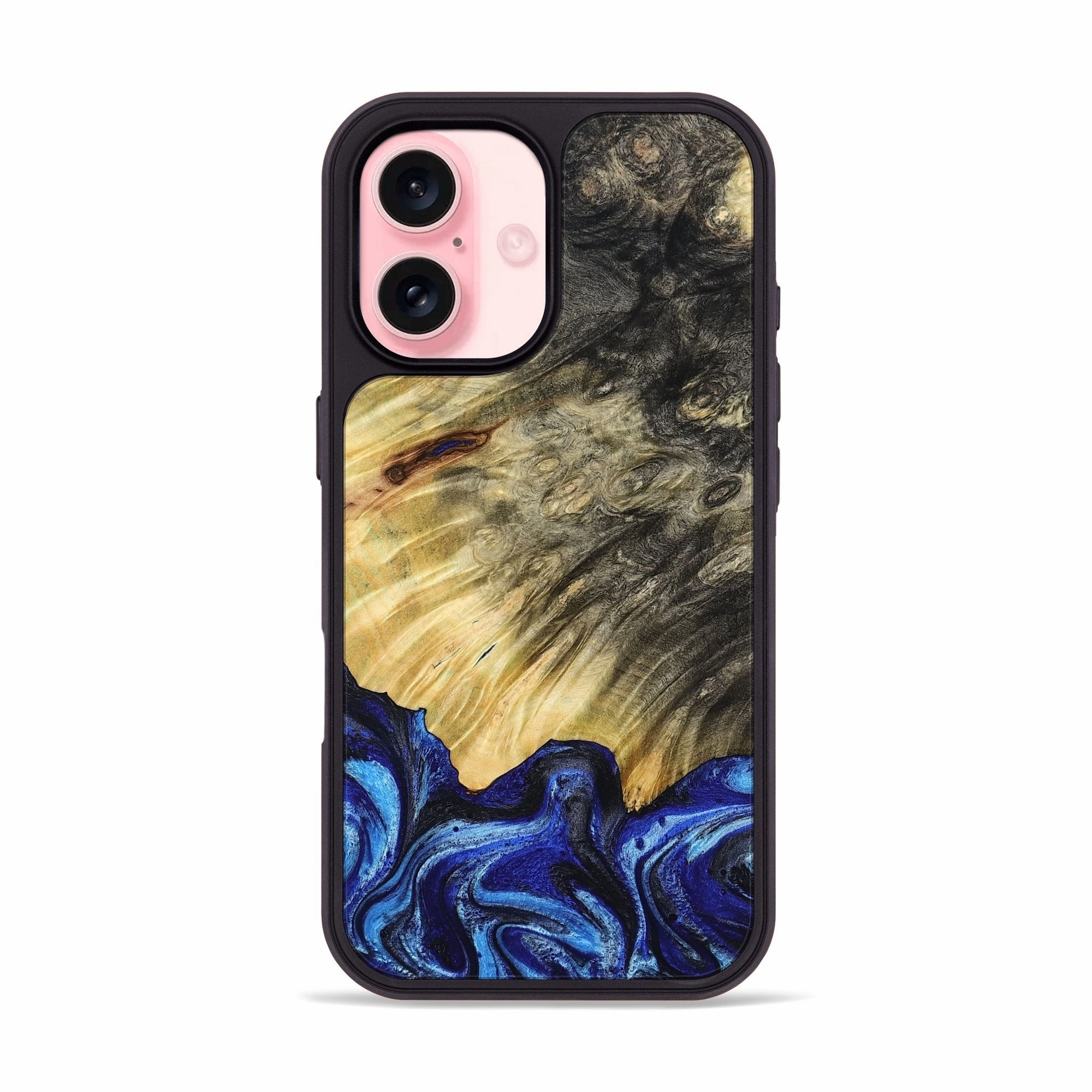 Iphone 16 Wood Phone Case - Travon (Blue, 778369) Fingerprint Resistant Coating Scratch Proof
