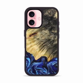 Iphone 16 Wood Phone Case - Travon (Blue, 778369) Fingerprint Resistant Coating Scratch Proof
