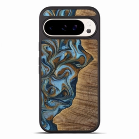 Anti Dust Bubble Free Screen Pixel 10 Pro Xl Wood Phone Case - Brenda (Teal & Gold, 771529)