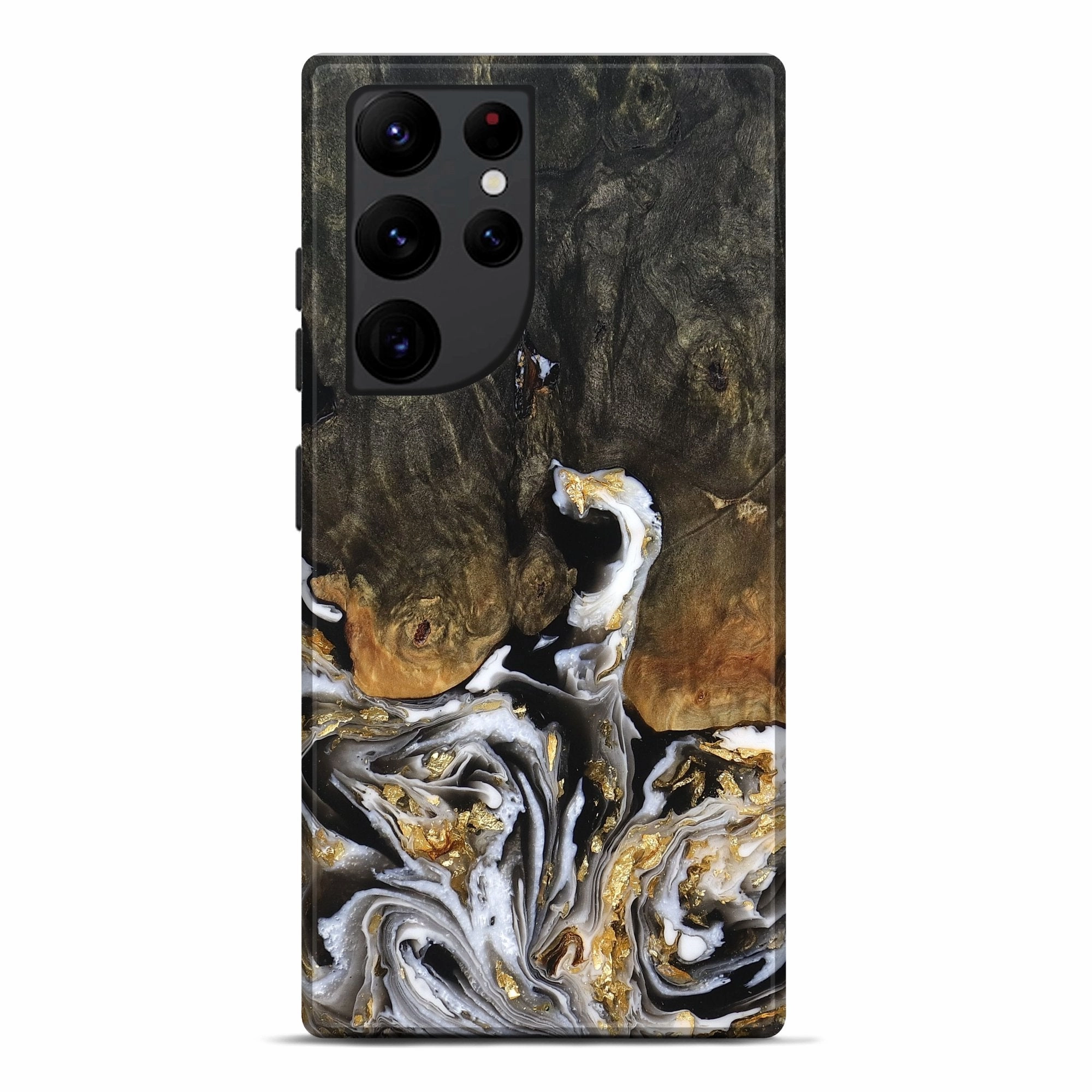 Galaxy S22 Ultra Wood Live Edge Phone Case - Odalys (Black & White, 778146) Anti Finger Oil