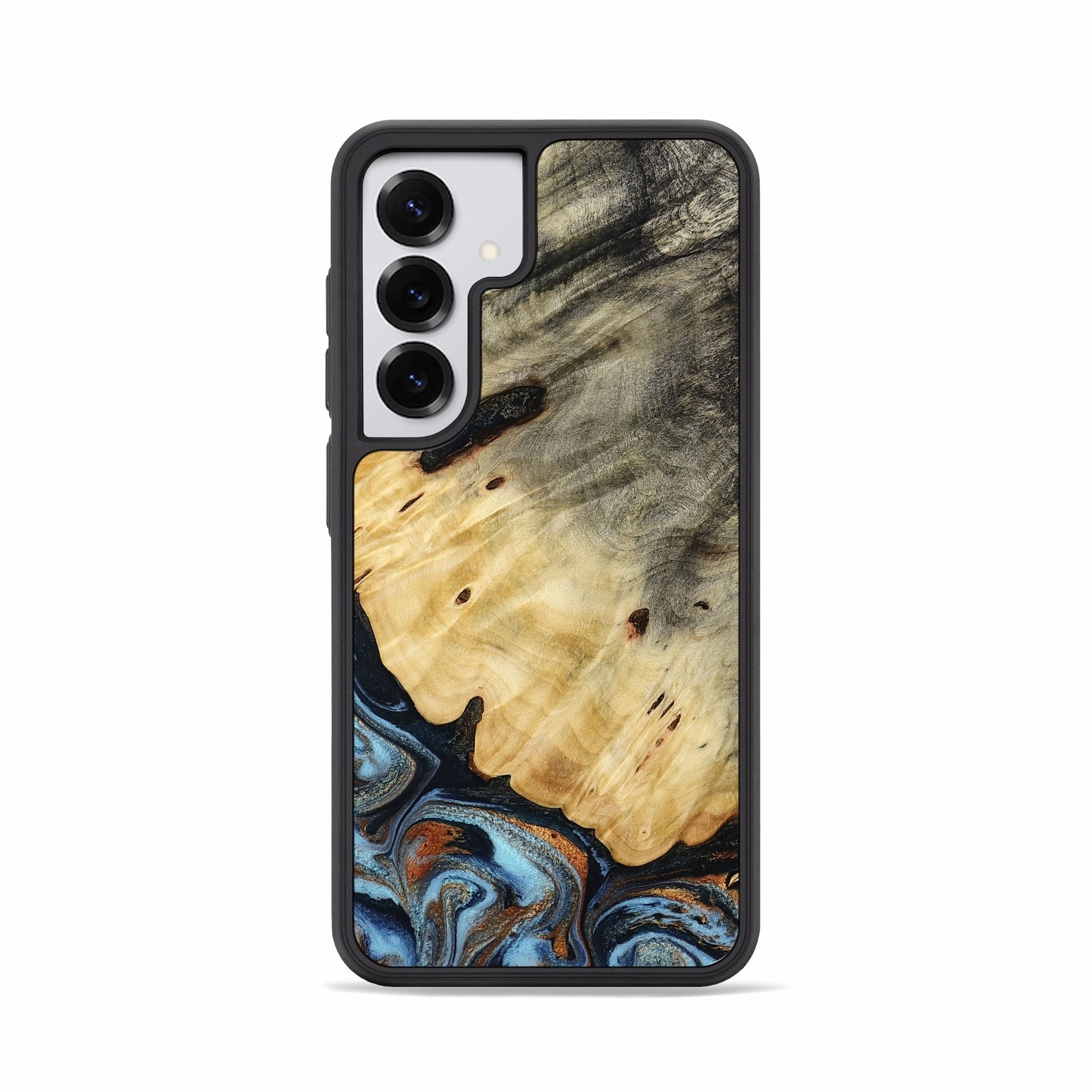 Galaxy S25 Wood Phone Case - Nolan (Teal & Gold, 772172) Anti Scratch Screen