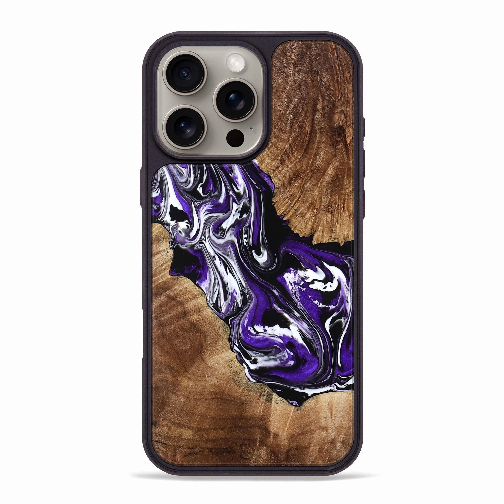 Drop Resistant Smooth Touch Film Iphone 16 Pro Max Wood Phone Case - Liddie (Purple, 768495)