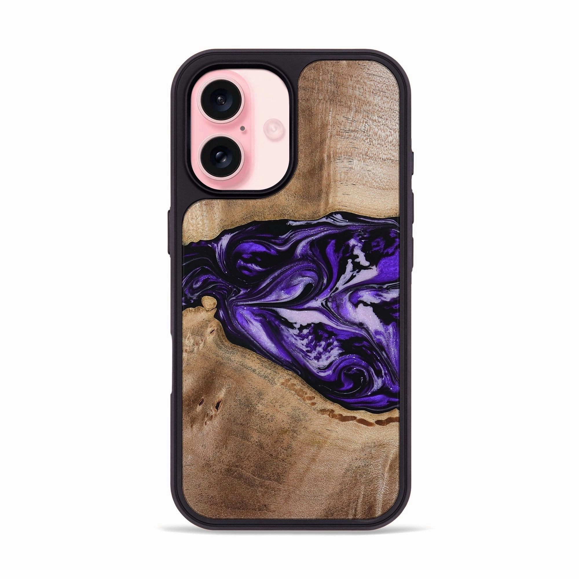 Oleophobic Coating Raised Edges Iphone 16 Wood Phone Case - Kimora (Purple, 781684)