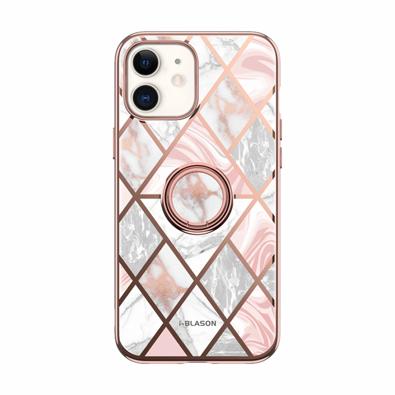 Iphone 12 Mini Cosmo Snap Case - Marble Pink Shock Absorbing Fingerprint Shield