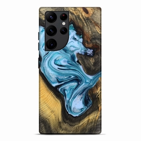 Galaxy S22 Ultra Wood Live Edge Phone Case - Kiera (Blue, 780487) Anti Yellowing Screen