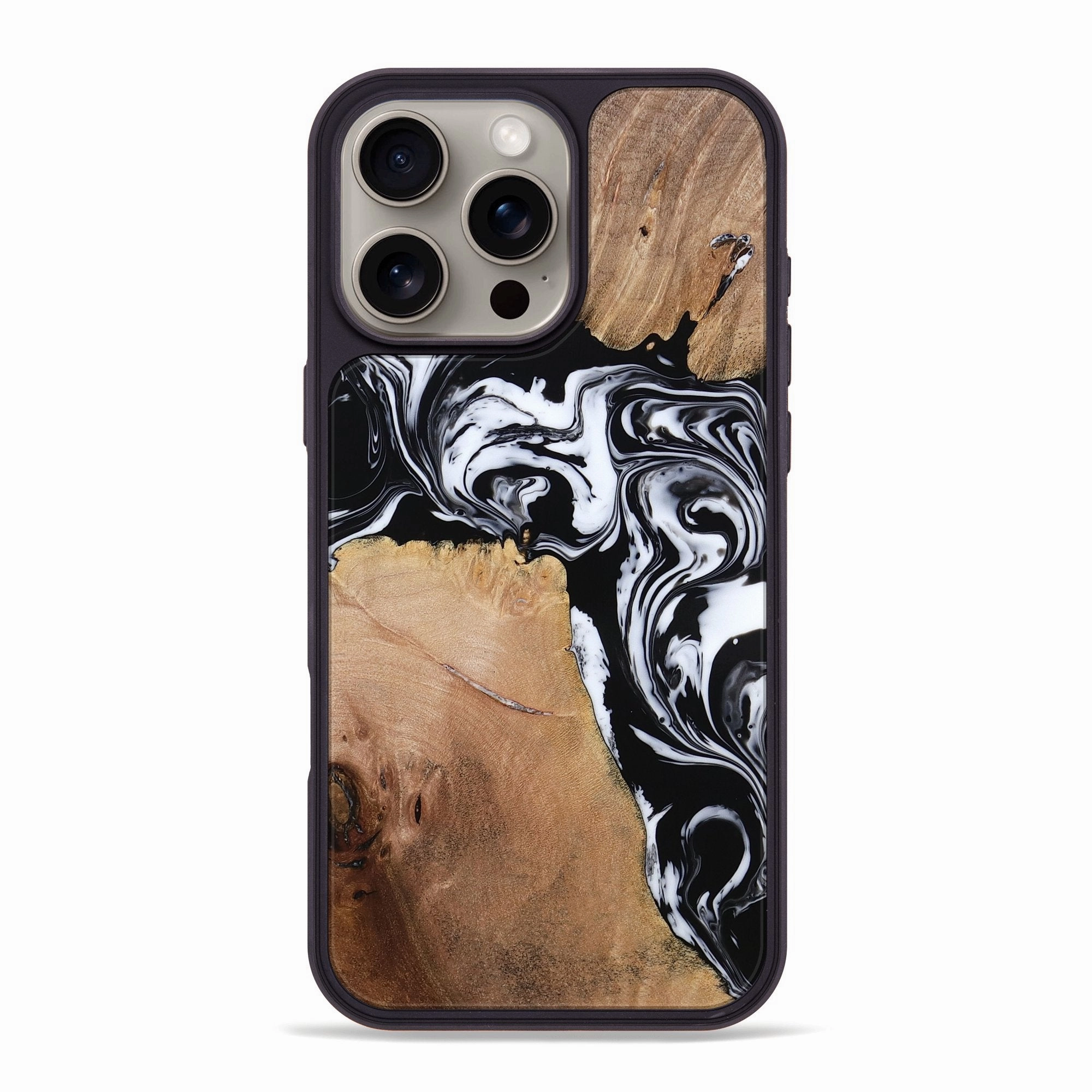Iphone 16 Pro Max Wood Phone Case - Franco (Black & White, 770059) Easy Installation Self Healing