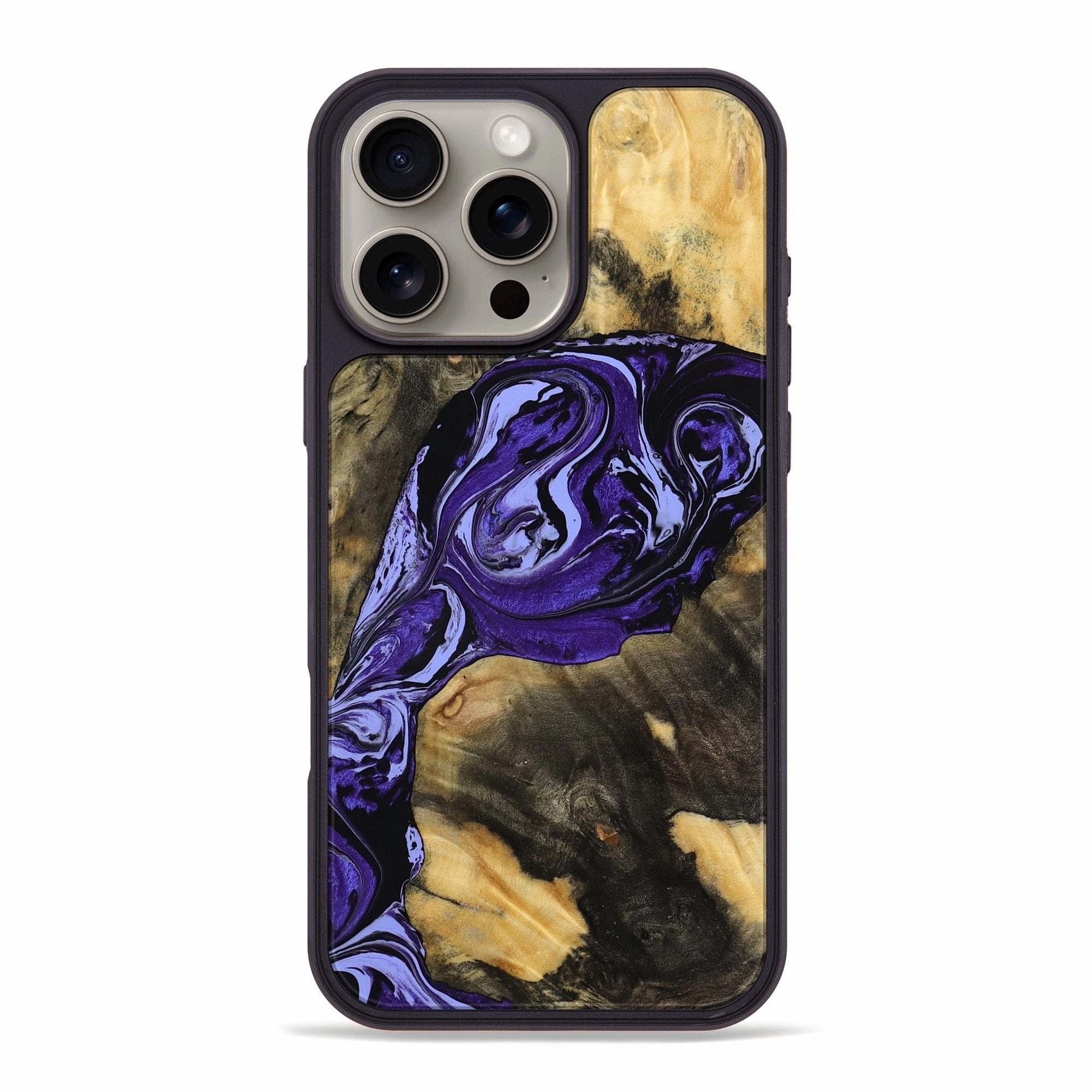 Iphone 16 Pro Max Wood Phone Case - Trey (Purple, 769928) Fingerprint Resistant Bubble Resistant Film