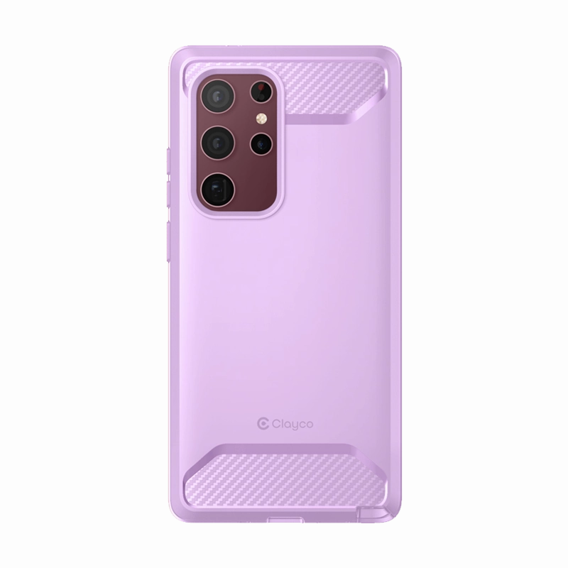 Clayco Samsung Galaxy S22 Ultra Xenon Full-Body Rugged Case With Screen Protector-Purple Anti Spy Film Bubble Free Installation