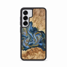 Case Friendly Glass Galaxy S25 Wood Phone Case - Rufus (Teal & Gold, 776773)