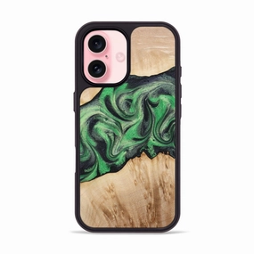 Iphone 16 Wood Phone Case - Boyd (Green, 775536) Oleophobic Coating Smooth Touch