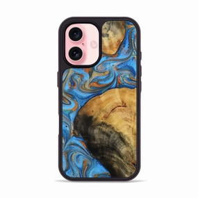 Iphone 16 Wood Phone Case - Starr (Teal & Gold, 776540) Anti Dust Film