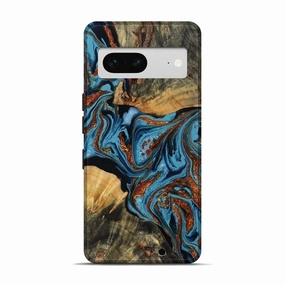 Pixel 7 Wood Live Edge Phone Case - Amara (Teal & Gold, 781034) Scratch Proof Glass Shock Guard