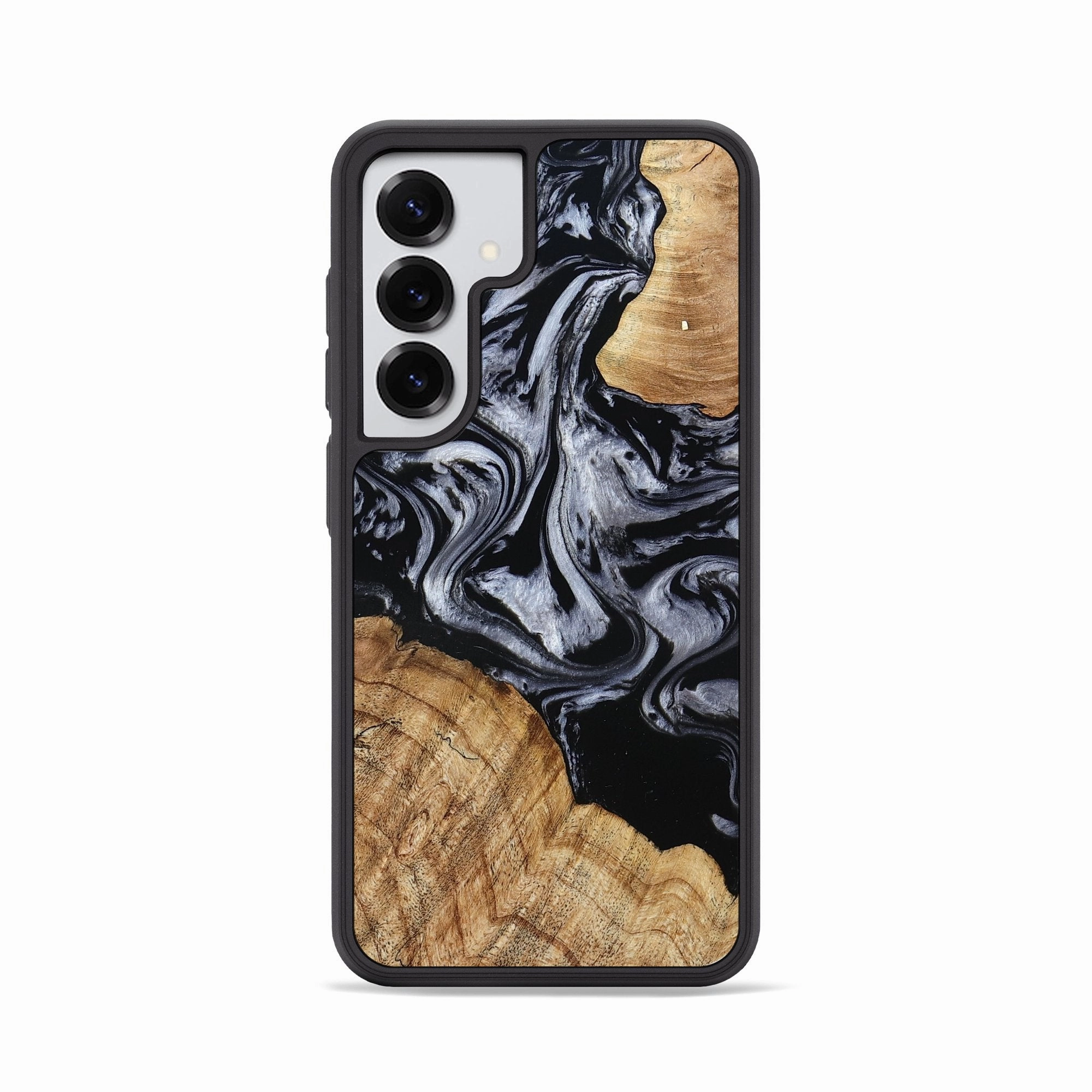 Raised Edges Galaxy S25 Wood Phone Case - Derrick (Black & White, 780947)