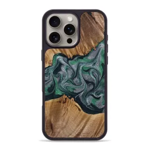 Iphone 16 Pro Max Wood Phone Case - Kacie (Green, 776659) Tempered Screen Protector Edge Protection