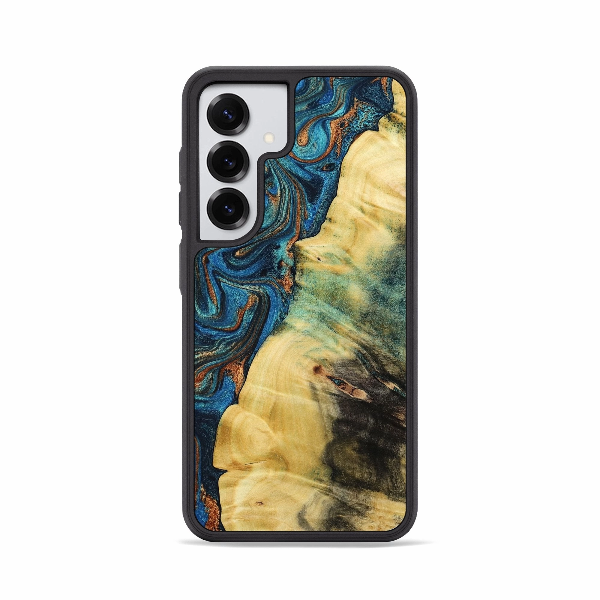 Anti Spy Film Galaxy S25 Wood Phone Case - Eugenia (Teal & Gold, 772566)