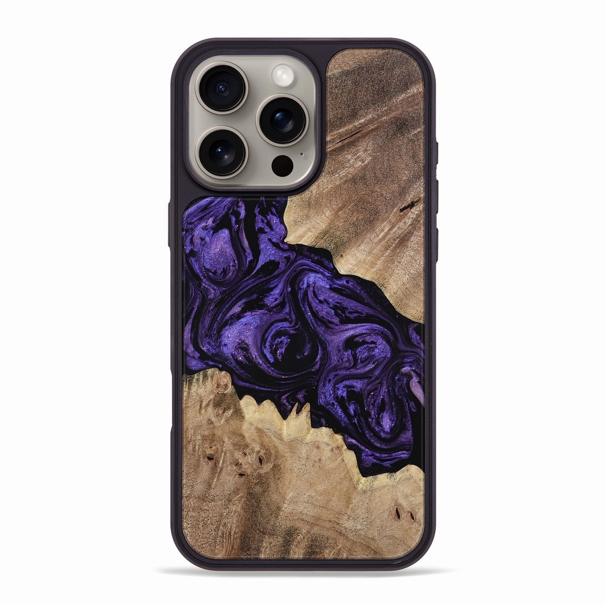 Iphone 16 Pro Max Wood Phone Case - Eryn (Purple, 768640) Anti Finger Grease Film HD Clarity