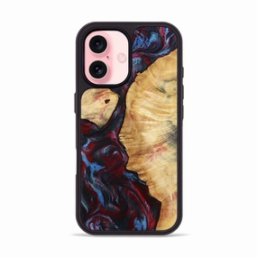 Drop Resistant Case Friendly Iphone 16 Wood Phone Case - Cathie (Red, 781653)