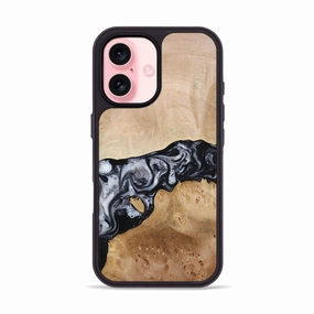 Soft Edge Anti Yellowing Film Iphone 16 Wood Phone Case - Iyana (Black & White, 776237)