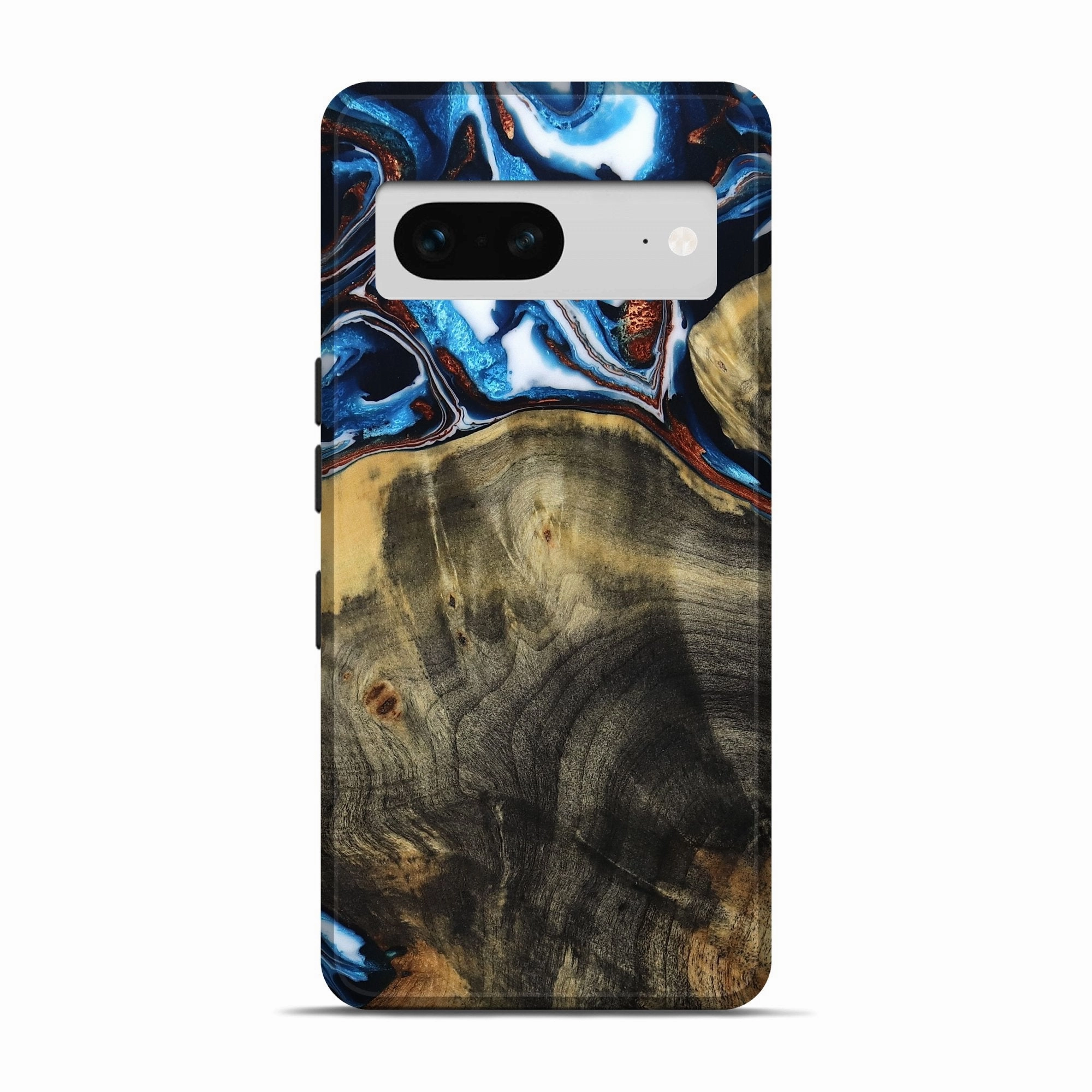 Fingerprint Shield Pixel 7 Wood Live Edge Phone Case - Zetta (Teal & Gold, 781255)