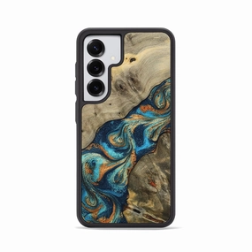 Galaxy S25 Wood Phone Case - Nathaly (Teal & Gold, 780972) Water Resistant