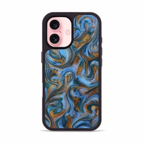 Iphone 16 Resinart Phone Case - Gerald (Teal & Gold, 780492) Scratch Resistant Coating Ultra Slim Protector