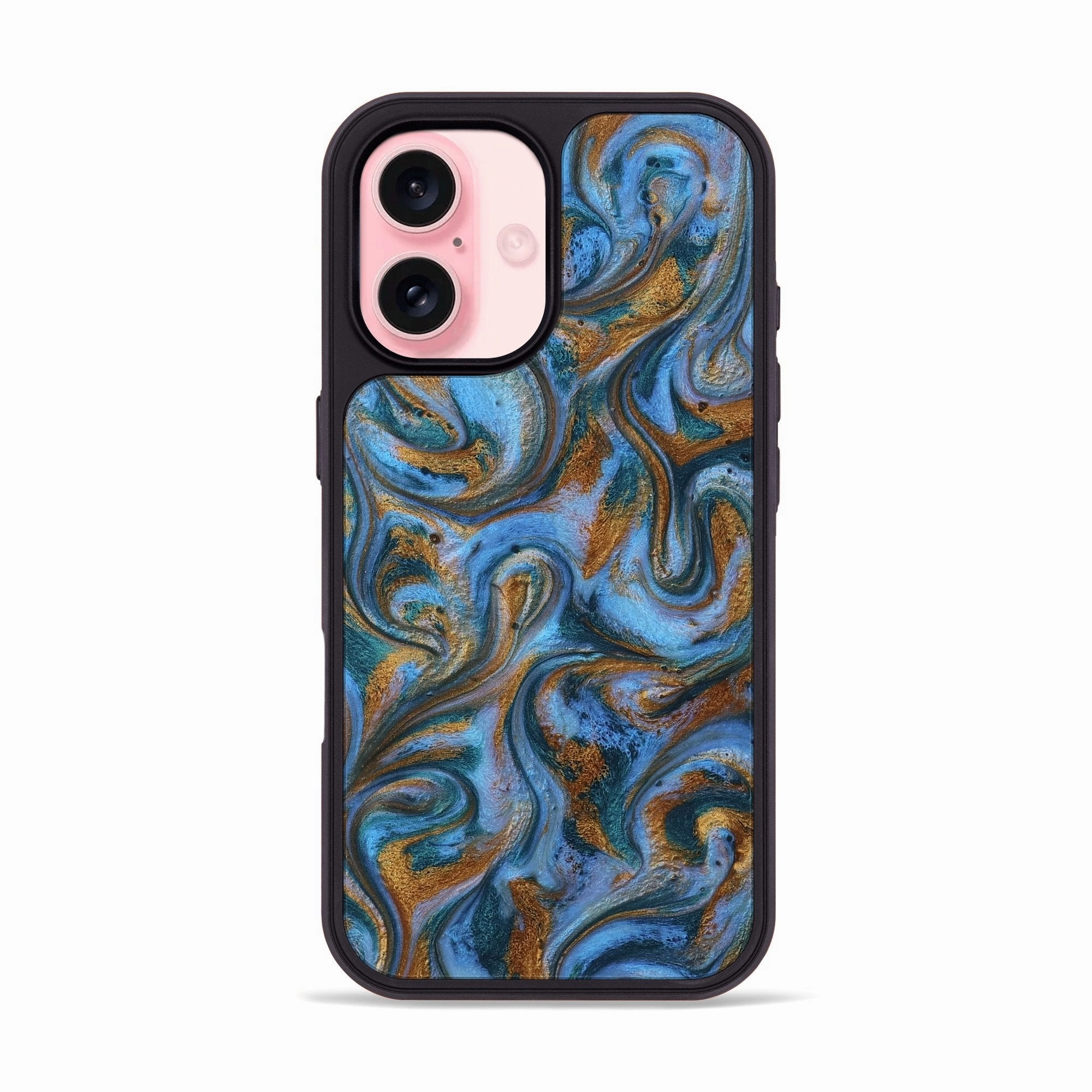 Iphone 16 Resinart Phone Case - Gerald (Teal & Gold, 780492) Scratch Resistant Coating Ultra Slim Protector