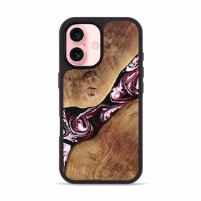 Bubble Resistant Film HD Clarity Iphone 16 Wood Phone Case - Mylee (Red, 770384)
