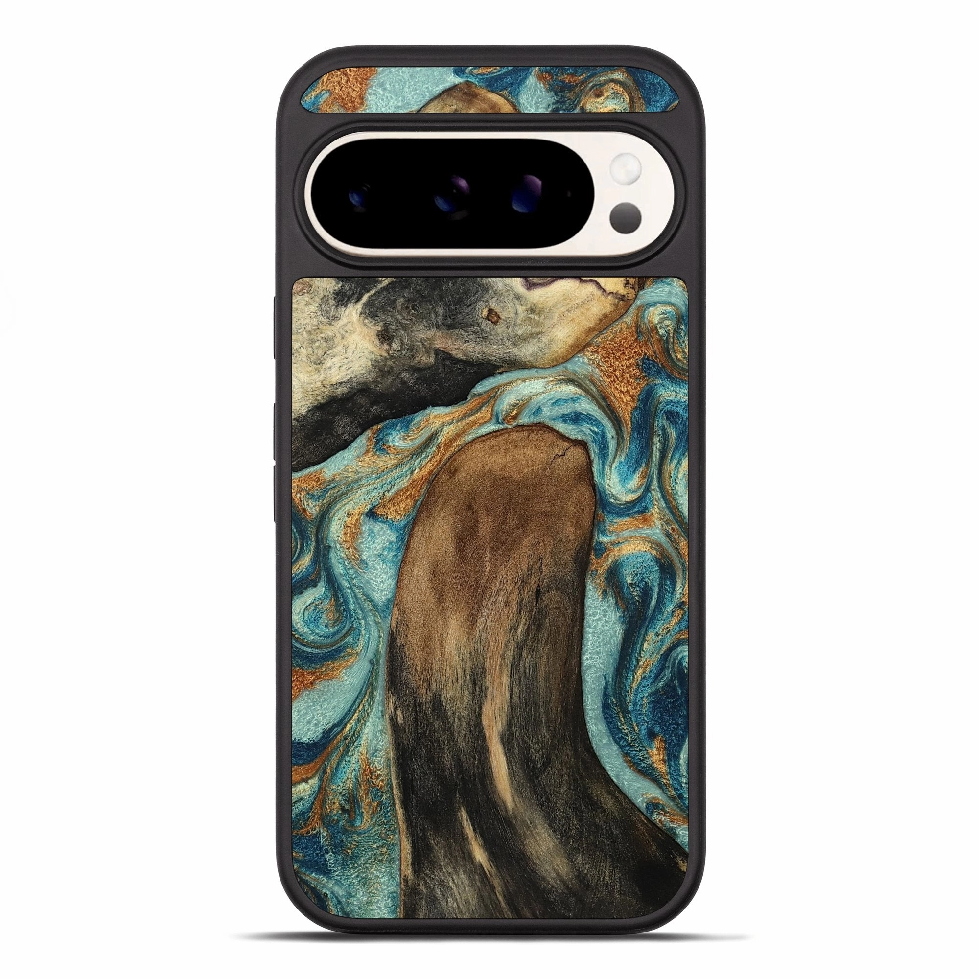 Anti Scratch Coating Anti Finger Smudge Film Pixel 10 Pro Xl Wood Phone Case - Saniyah (Teal & Gold, 781703)