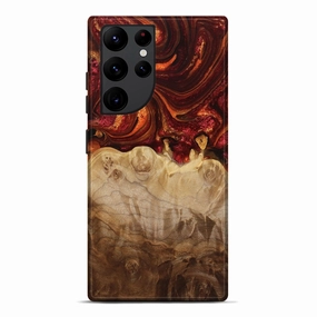 Smooth Surface Galaxy S22 Ultra Wood Live Edge Phone Case - Lona (Red, 776940)