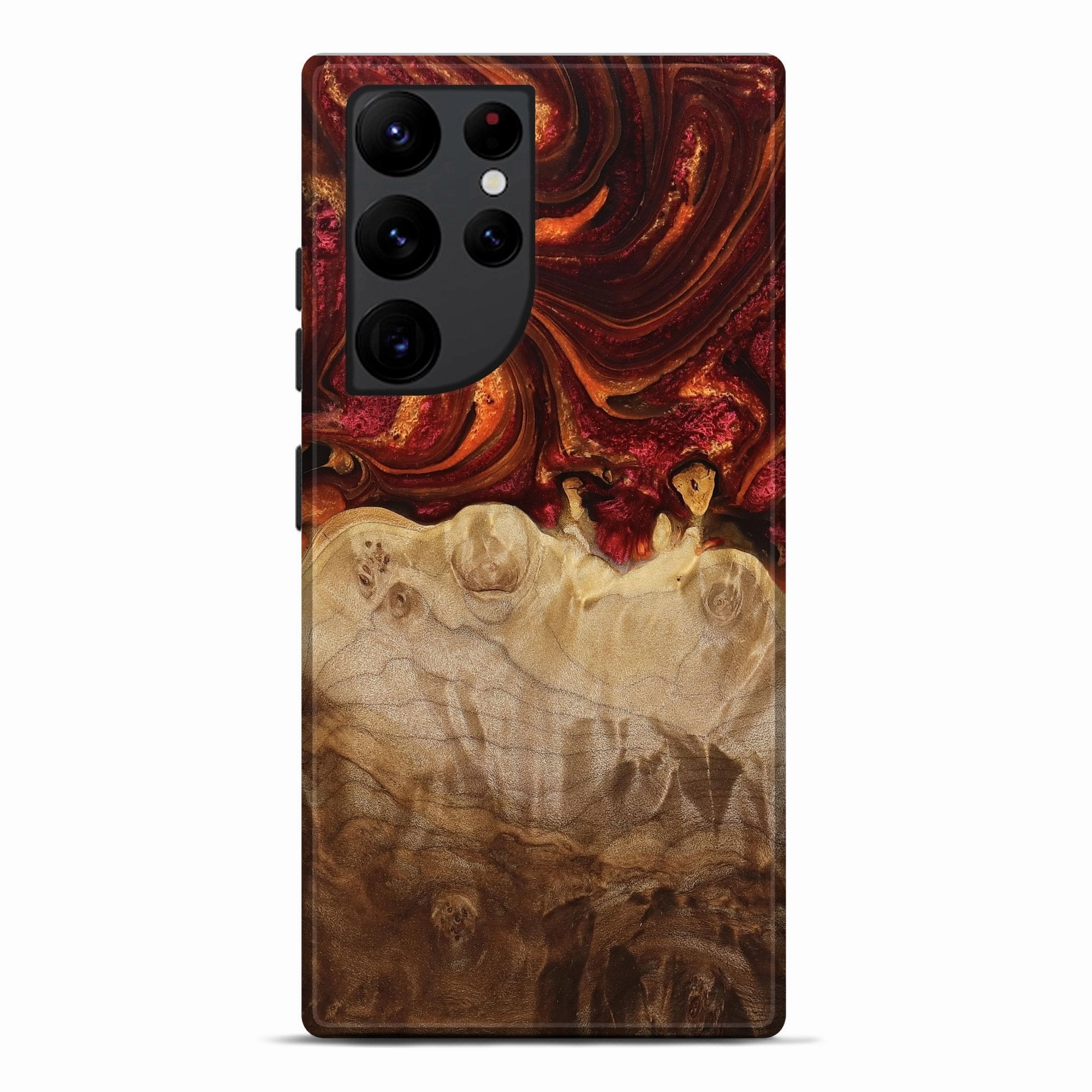 Smooth Surface Galaxy S22 Ultra Wood Live Edge Phone Case - Lona (Red, 776940)