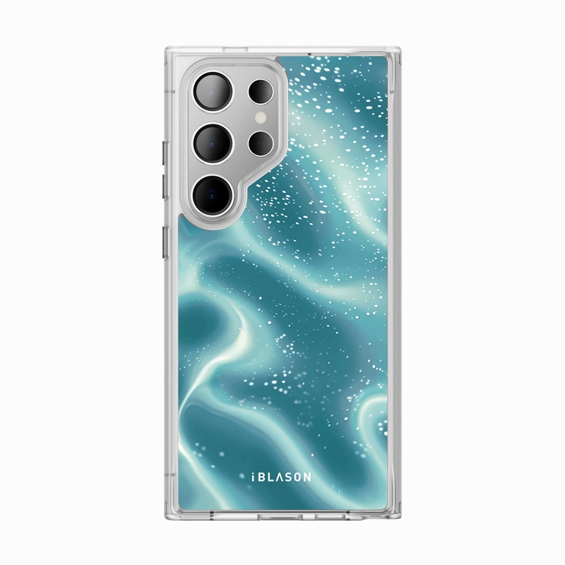 High Transparency Galaxy S24 Ultra Halo Magsafe Cute Phone Case - Blue Retro Waves