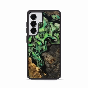 Scratch Resistant Anti Finger Smudge Galaxy S25 Wood Phone Case - Aziel (Green, 781738)
