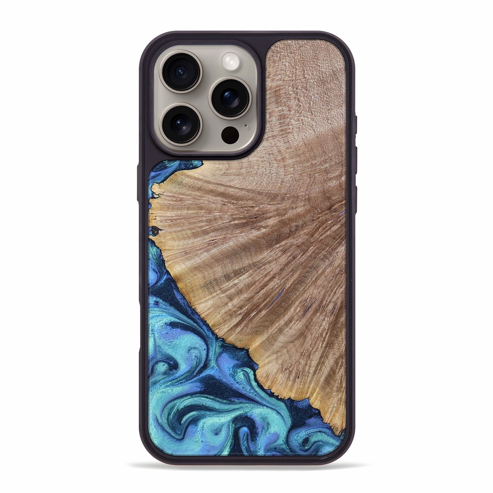 Anti Fingerprint Coating Iphone 16 Pro Max Wood Phone Case - Emmitt (Blue, 769090)