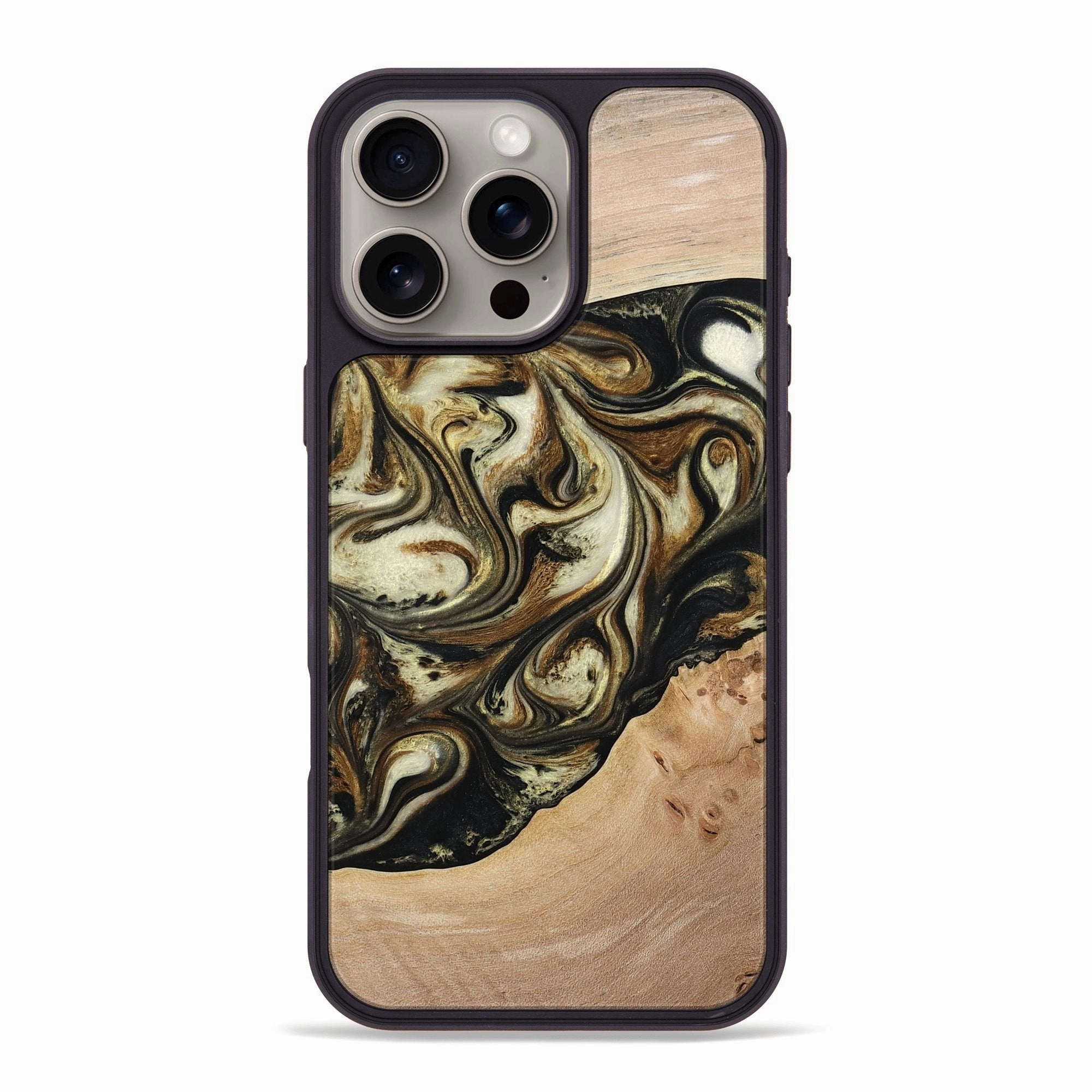 Anti Shock Film Iphone 16 Pro Max Wood Phone Case - Krish (Black & White, 774935)