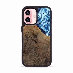 Iphone 16 Wood Phone Case - Carina (Blue, 771663) Protective Screen