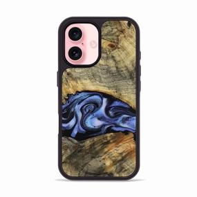 Bubble Resistant Film Anti Finger Oil Coating Iphone 16 Wood Phone Case - Clem (Blue, 770151)