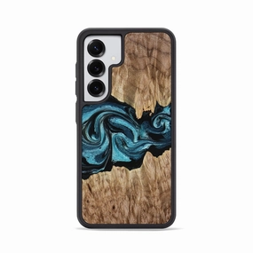Galaxy S25 Wood Phone Case - Ronin (Blue, 779466) Tempered Screen Protector Edge Protection
