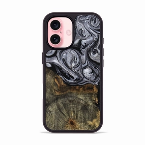 Iphone 16 Wood Phone Case - Chandra (Black & White, 770380) Impact Resistant Anti Static Film