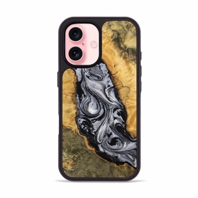Case Friendly Iphone 16 Wood Phone Case - Marci (Black & White, 770458)